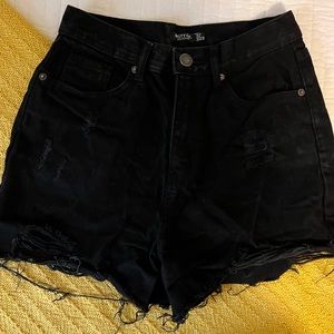 NASTY GAL High-Rise Black Jean Shorts; 3” inseam